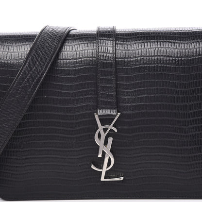 Saint Laurent Lizard Calfskin Embossed Classic Medium Monogram Universite Bag Black 8 of 8