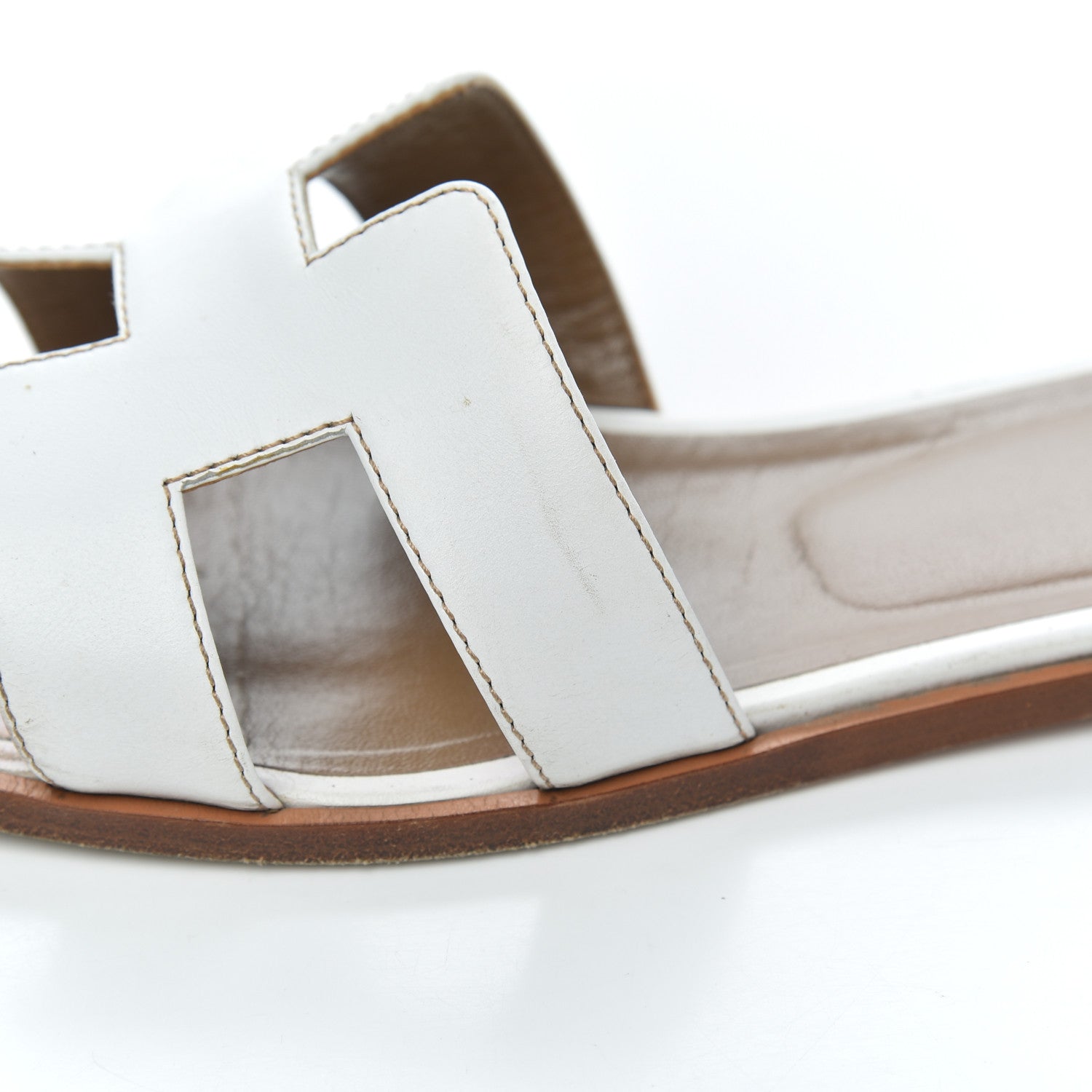 Hermes Box Calfskin Oran Sandals 38.5 White 15 of 24
