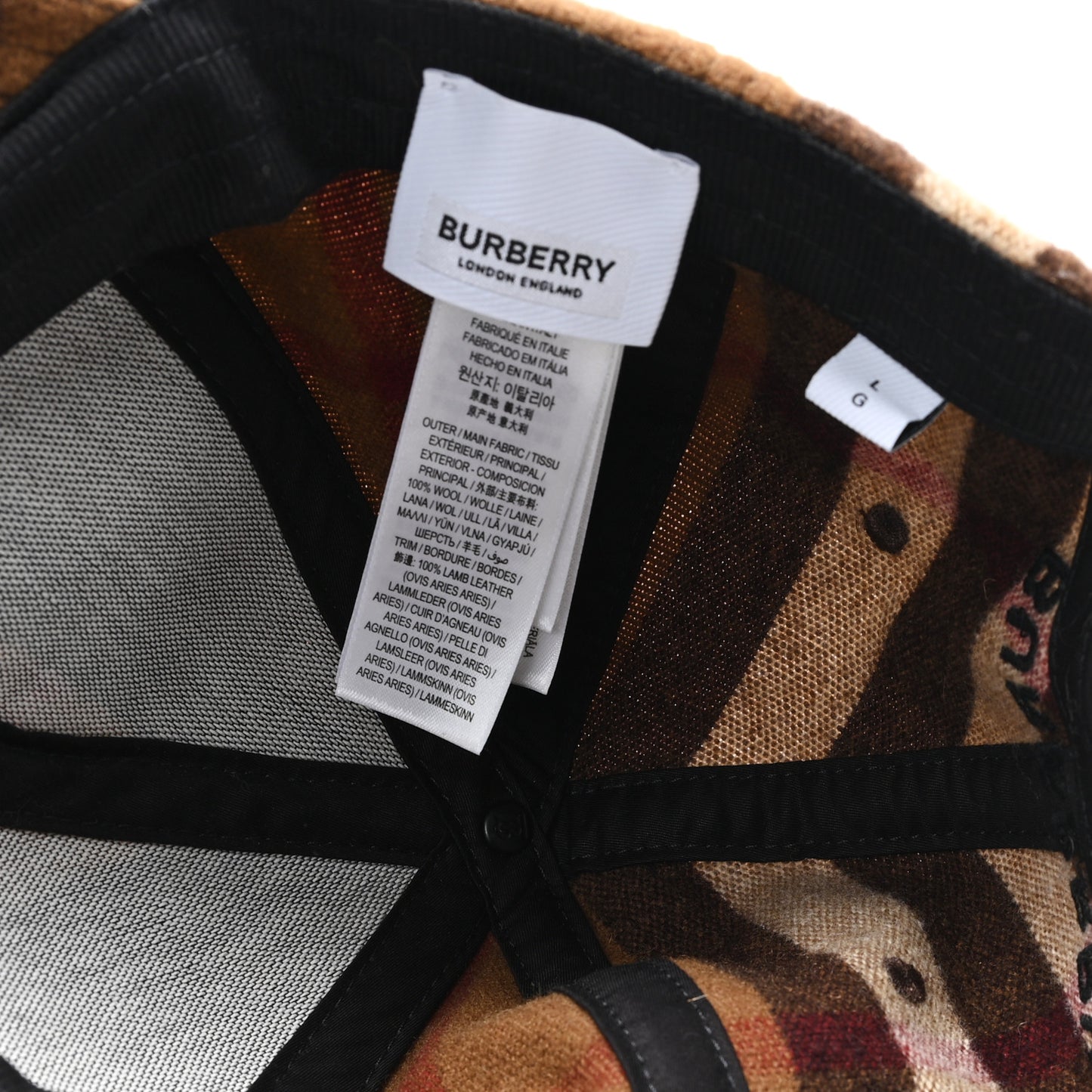 Wool Check Baseball Cap L Birch Brown