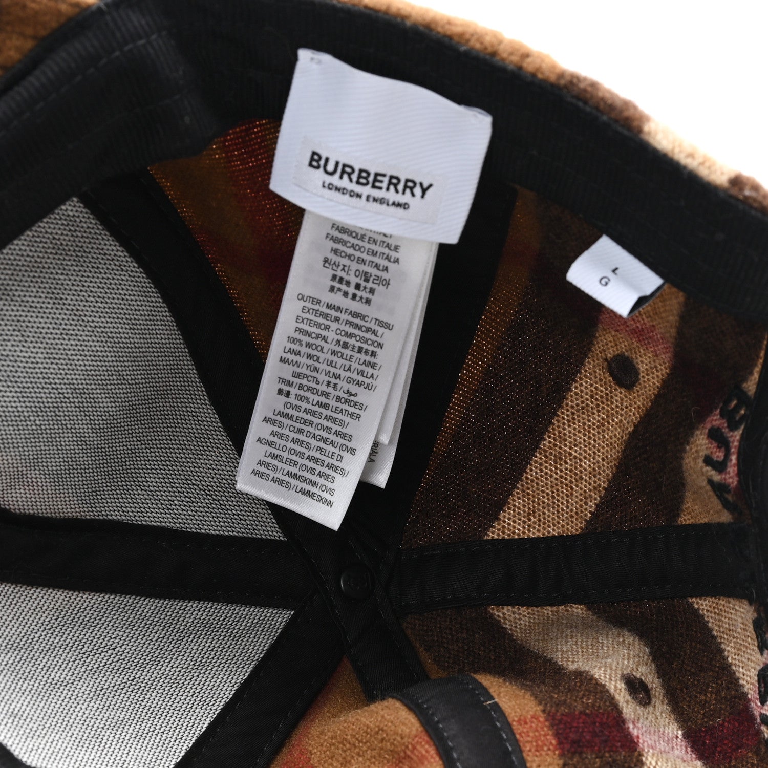 Burberry Wool Check Baseball Cap L Birch Brown 7 of 8