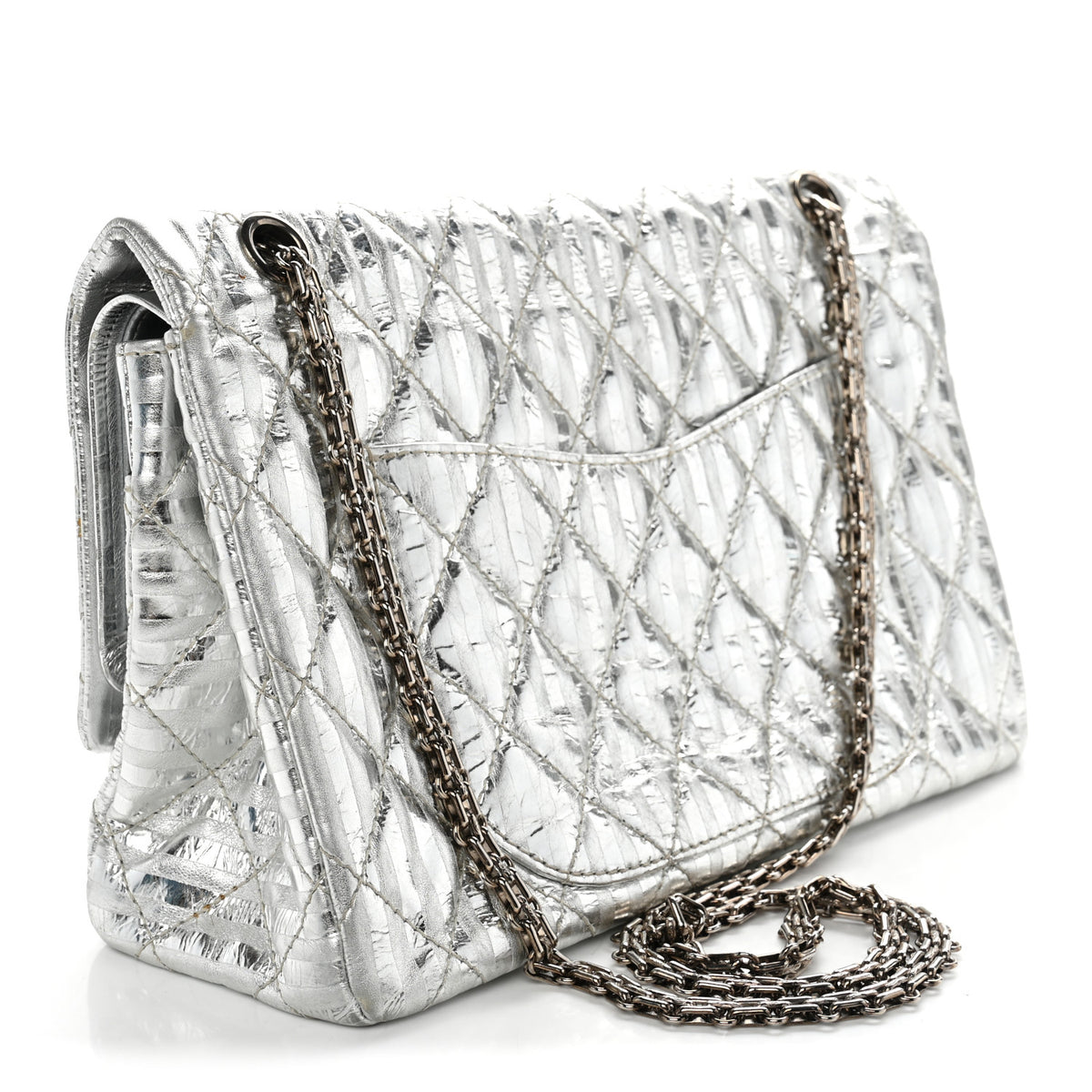 Chanel Metallic Calfskin Striped 2.55 Reissue 227 Silver 3 of 12