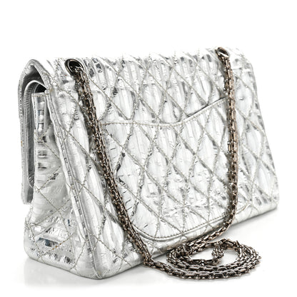 Chanel Metallic Calfskin Striped 2.55 Reissue 227 Silver 3 of 12