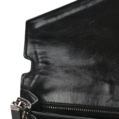 Saint Laurent Calfskin Woven Monogram Cassandra Clasp Bag Black 9 of 11