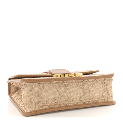 Christian Dior Raffia Calfskin 30 Montaigne Flap Bag Beige 4 of 12