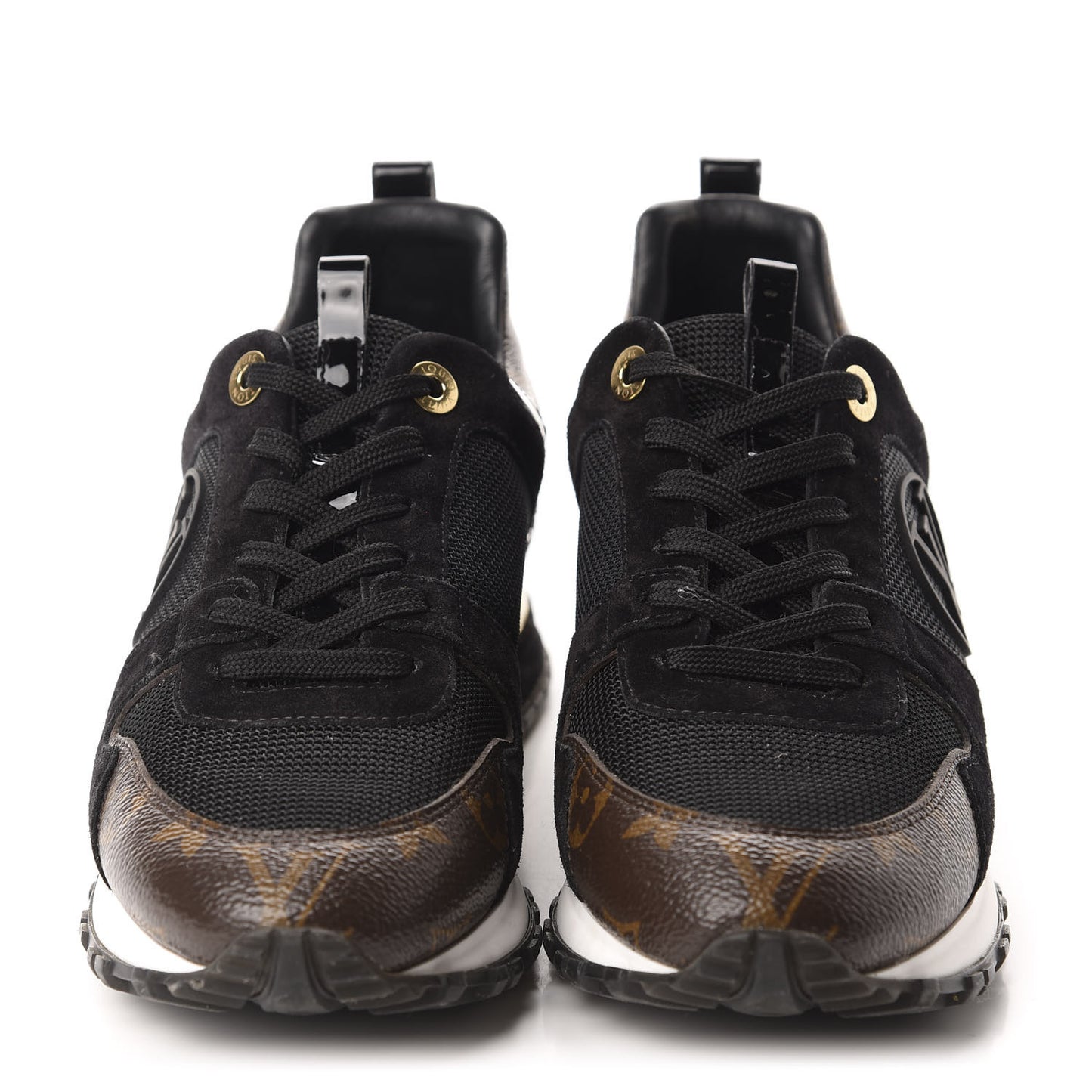 Suede Monogram Run Away Sneakers 36 Black