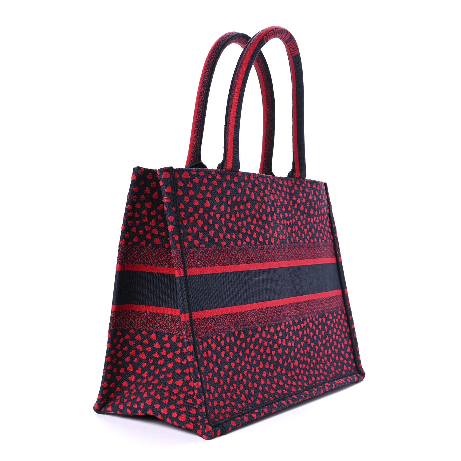 Christian Dior Canvas Embroidered Pop Heart I Love Paris Medium Book Tote Red Multicolor 3 of 12