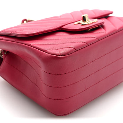 Chanel Lambskin Chevron Quilted Mini Square Flap Pink 9 of 10