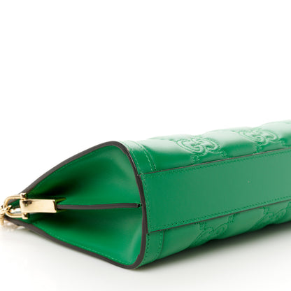 Gucci Calfskin GG Matelasse Small Slim Chain Shoulder Bag Spring Green Natural 10 of 12