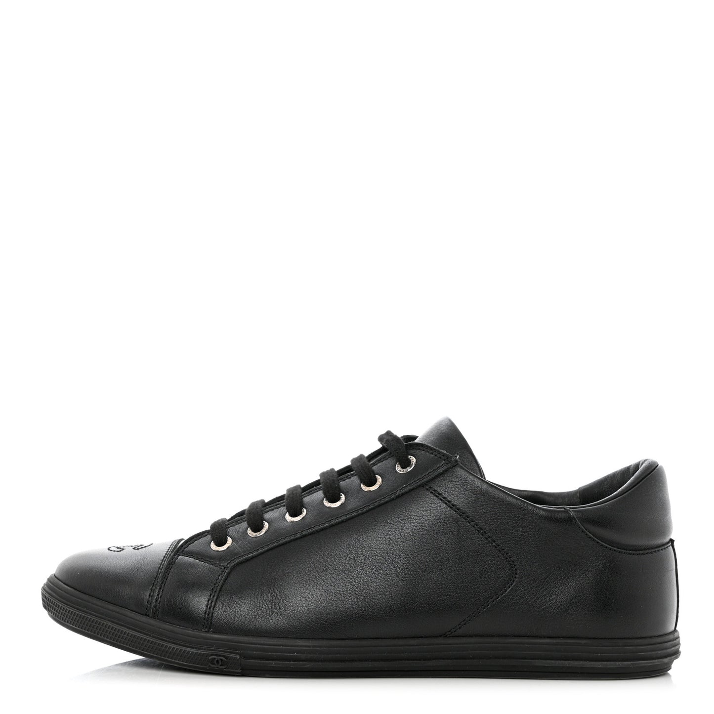 Calfskin Mens CC Cap Toe Sneakers 40 Black