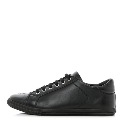 Chanel Calfskin Mens CC Cap Toe Sneakers 40 Black 1 of 12