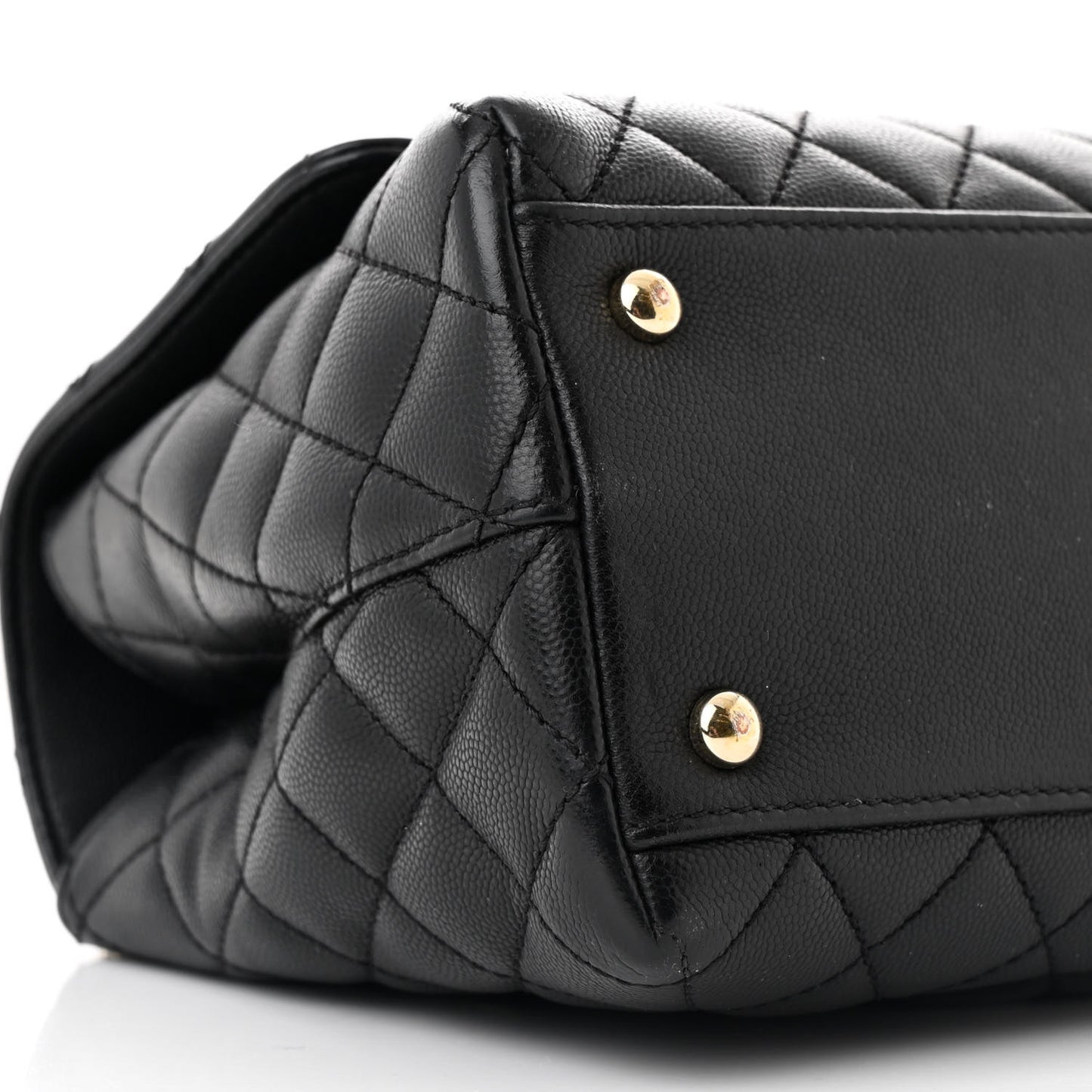 Caviar Quilted Small Coco Handle Flap Black