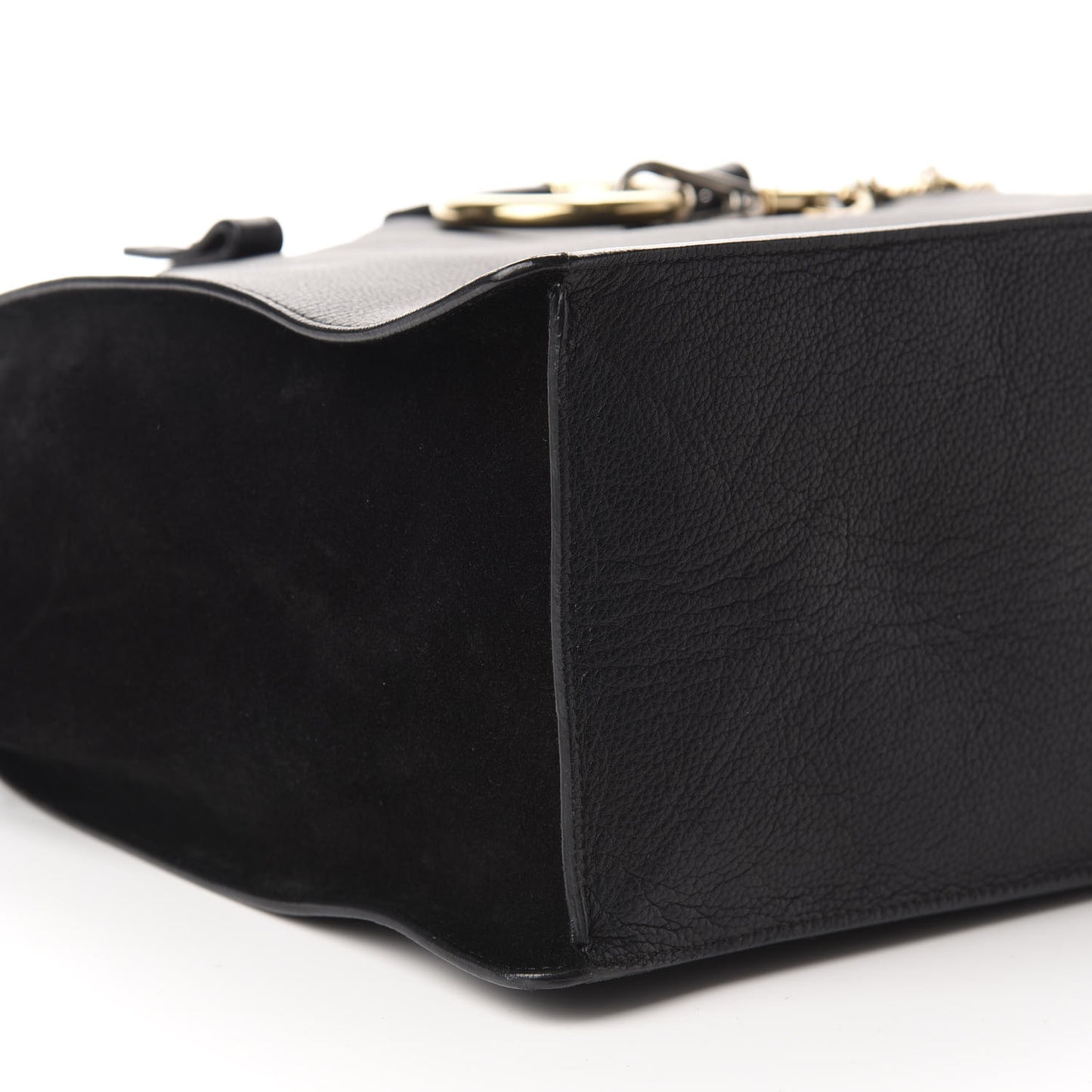 Grained Calfskin Suede Small Faye Tote Black