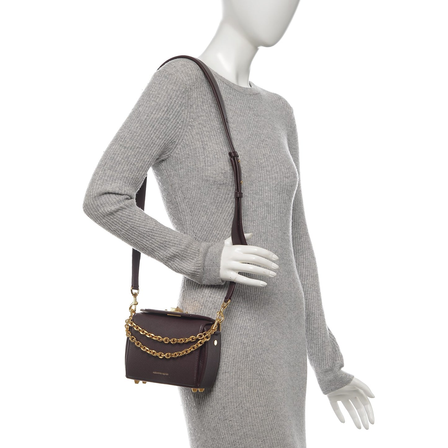 Silky Amish Grained Goatskin Box Shoulder Bag 16 Burgundy