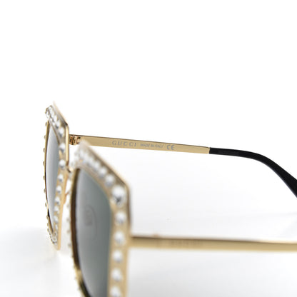 Gucci Metal Acetate Crystal Oversize GG0115S Sunglasses Gold 5 of 8
