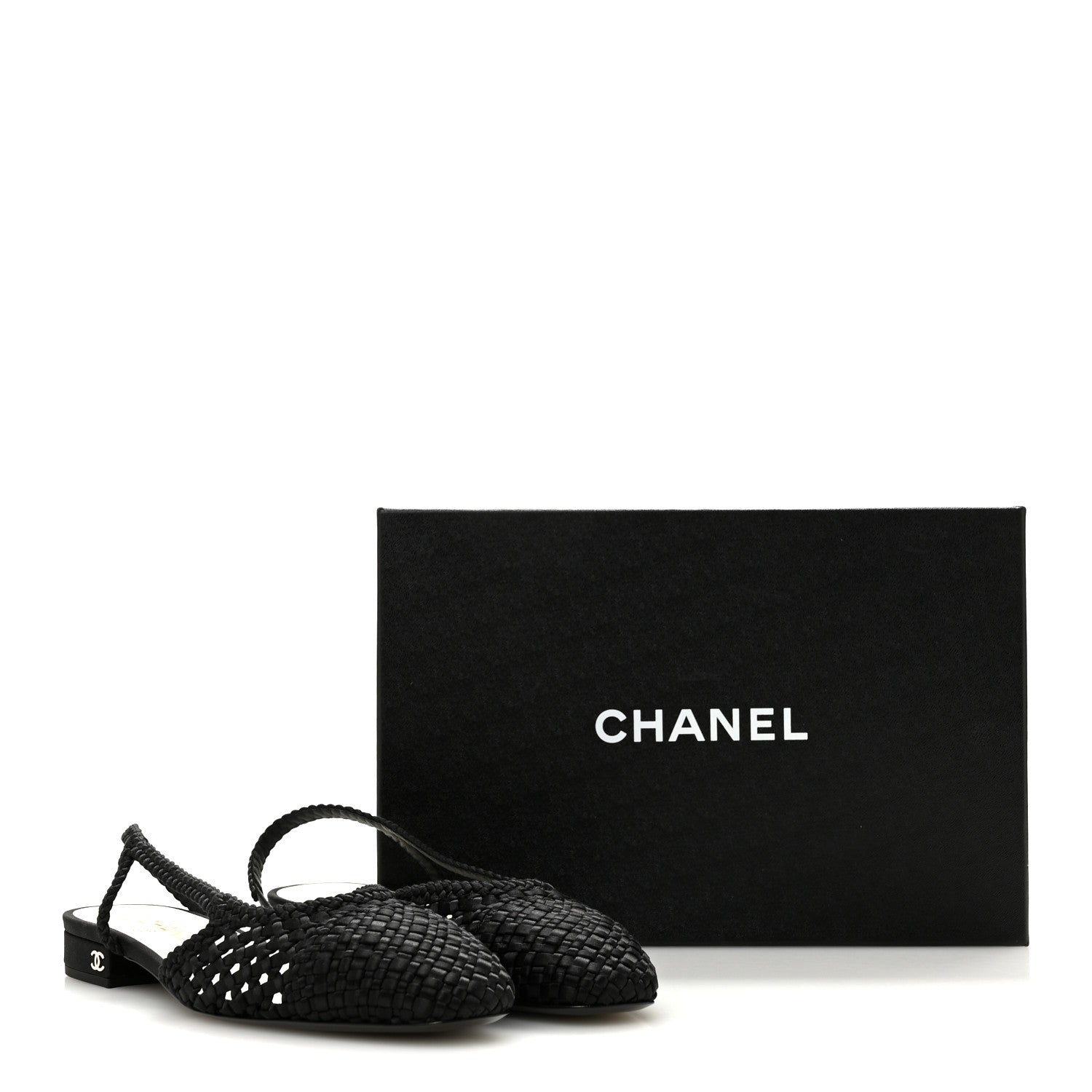 Chanel Satin Braided Slingback Flats 39.5 Black 9 of 9