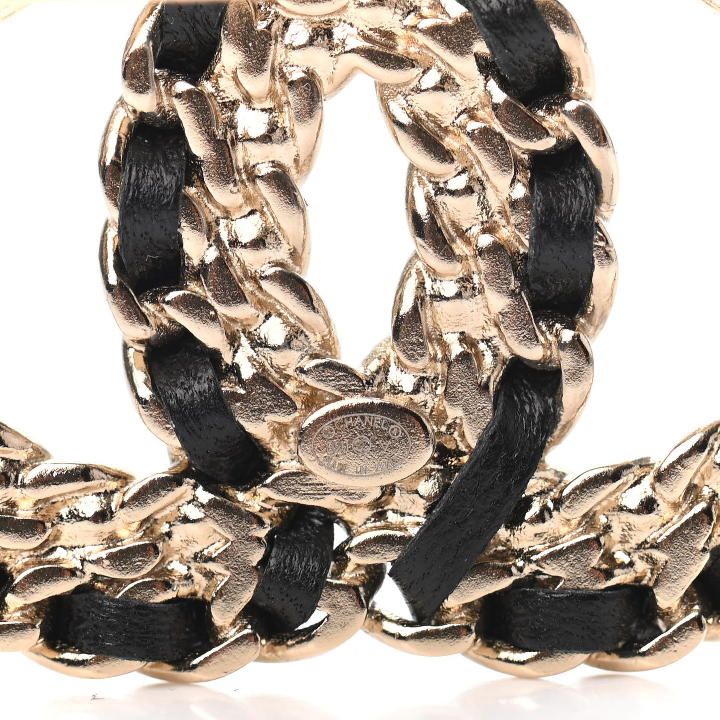 Lambskin Crystal Vintage Allure CC Chain Brooch Black Gold