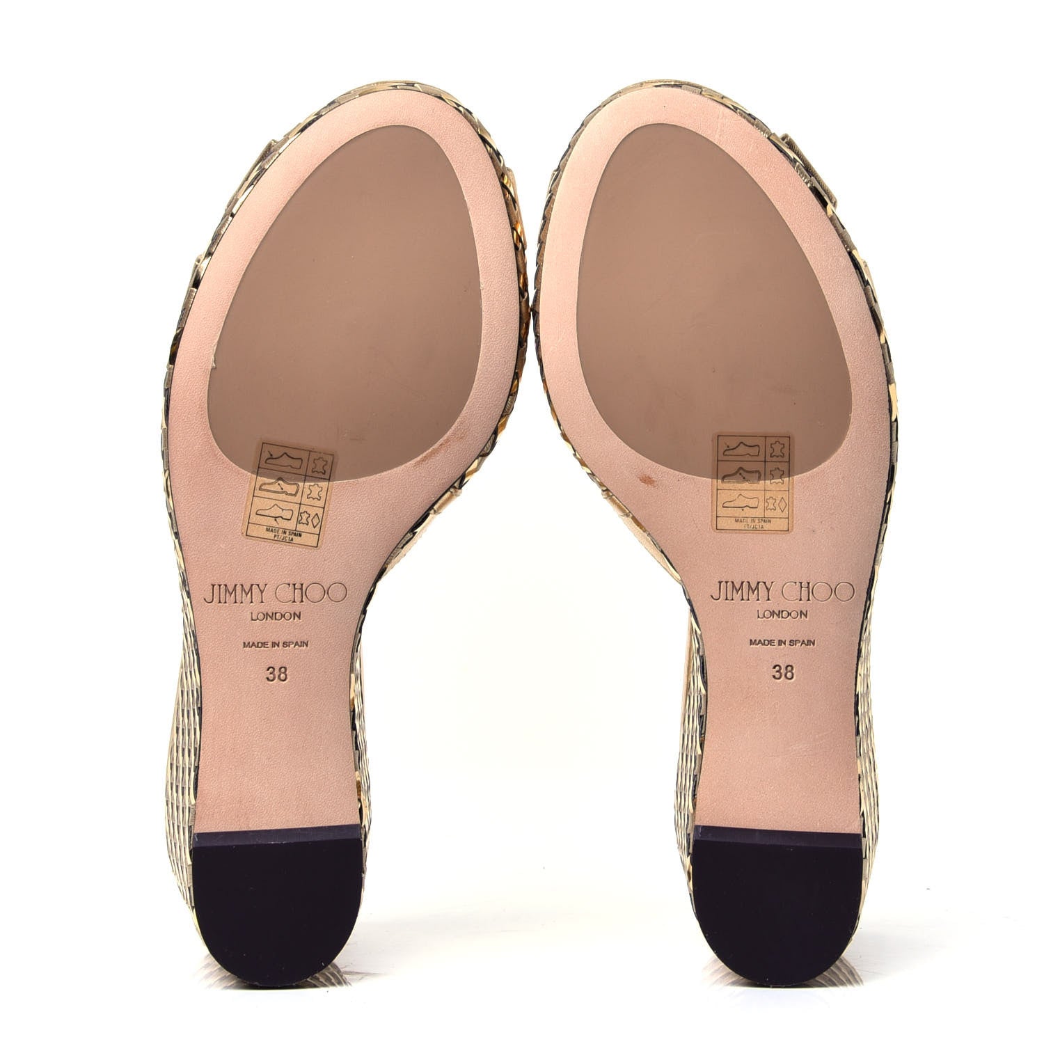 Jimmy Choo Metallic Nappa Woven Almer 80 Wedge Sandals 38 Gold 5 of 6