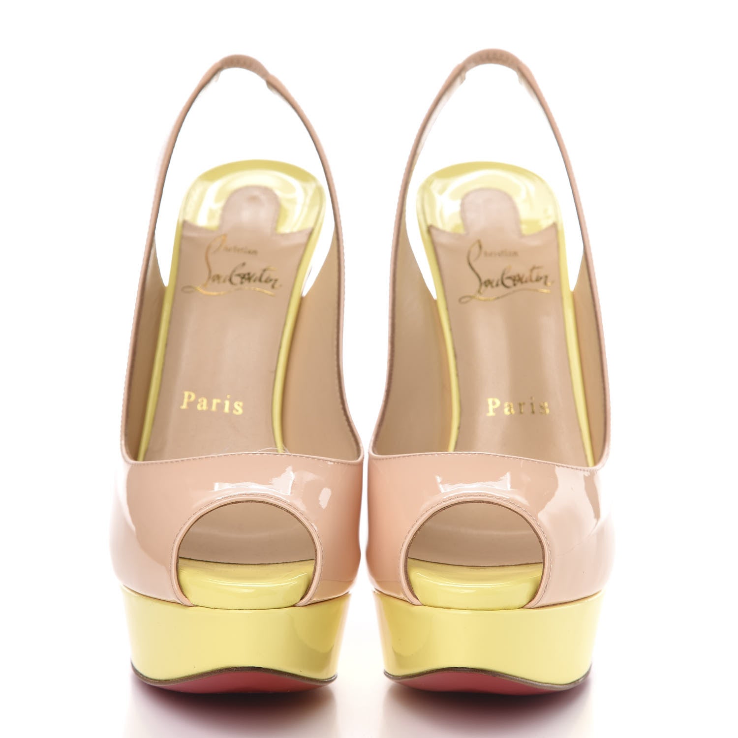 Christian Louboutin Patent Lady Peep Sling 150 Pumps 37.5 Poudre 2 of 8