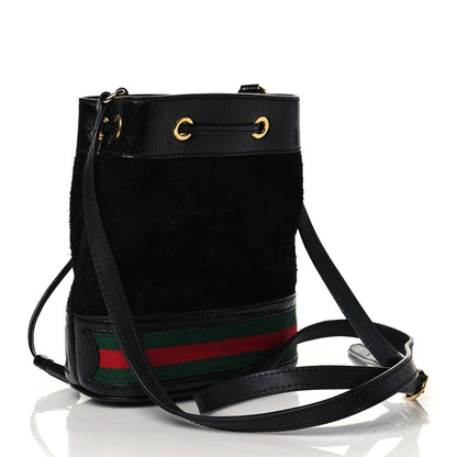 Gucci Suede Patent Web Mini Ophidia Bucket Bag Black 3 of 10