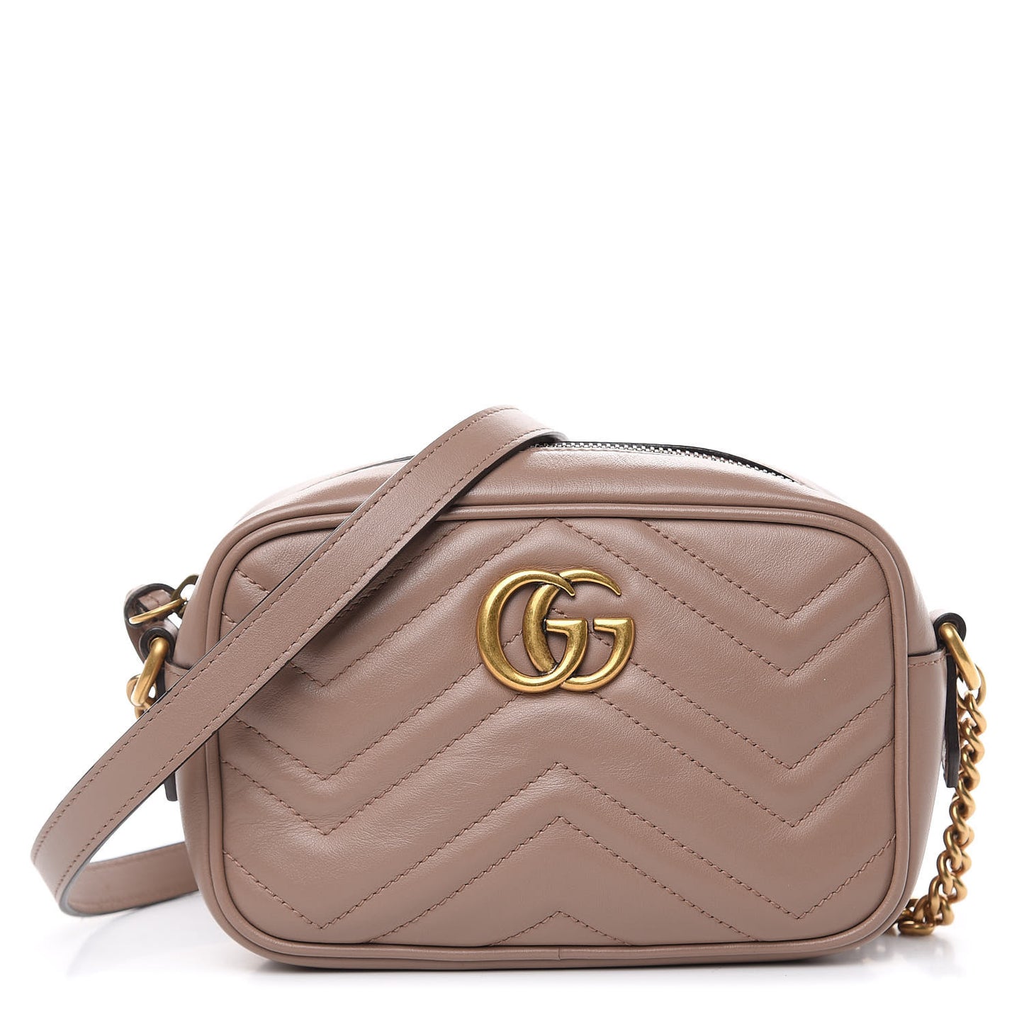 Calfskin Matelasse Mini GG Marmont Chain Shoulder Bag Porcelain Rose