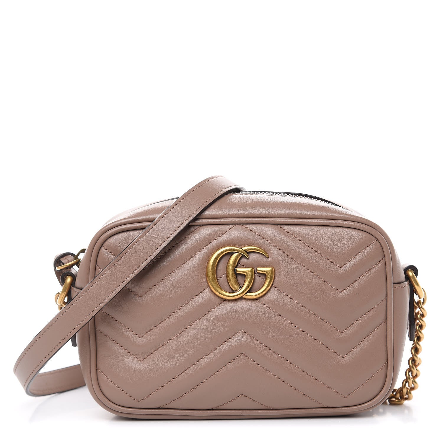 Gucci Calfskin Matelasse Mini GG Marmont Chain Shoulder Bag Porcelain Rose 1 of 15