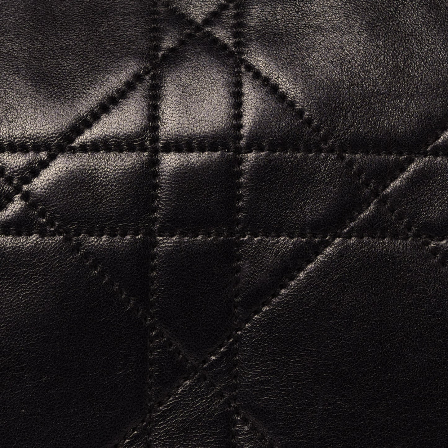 Lambskin Cannage Drawstring Tote Black