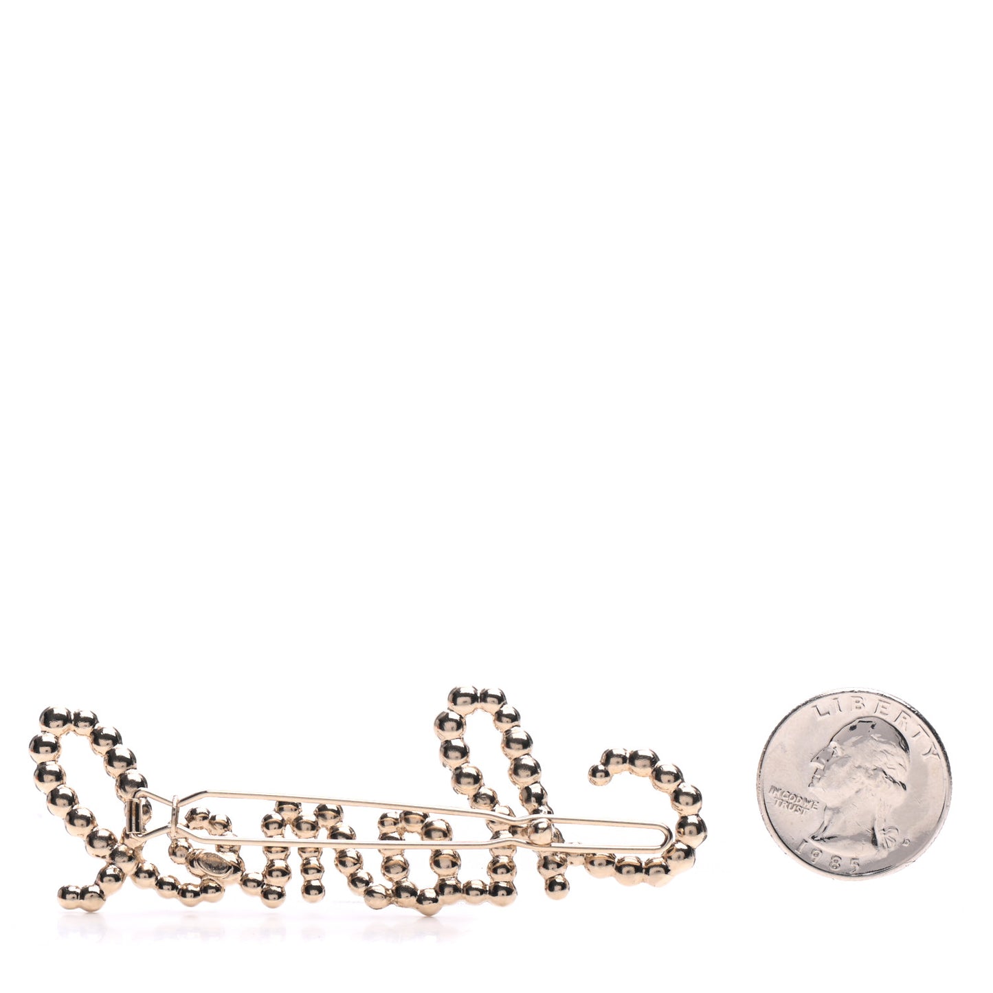 Metal Glass Swirling Pearls Hair Clip Gold