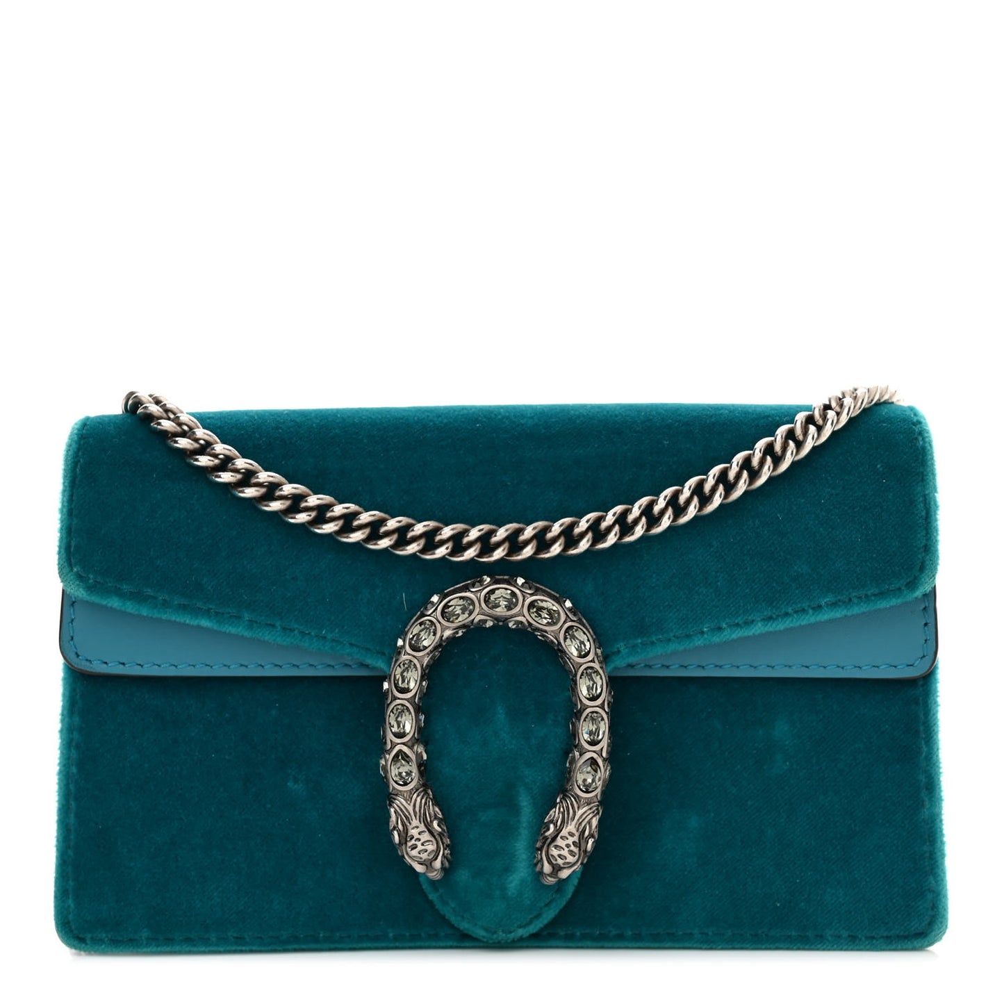 Velvet Super Mini Dionysus Shoulder Bag Pavone Cyan