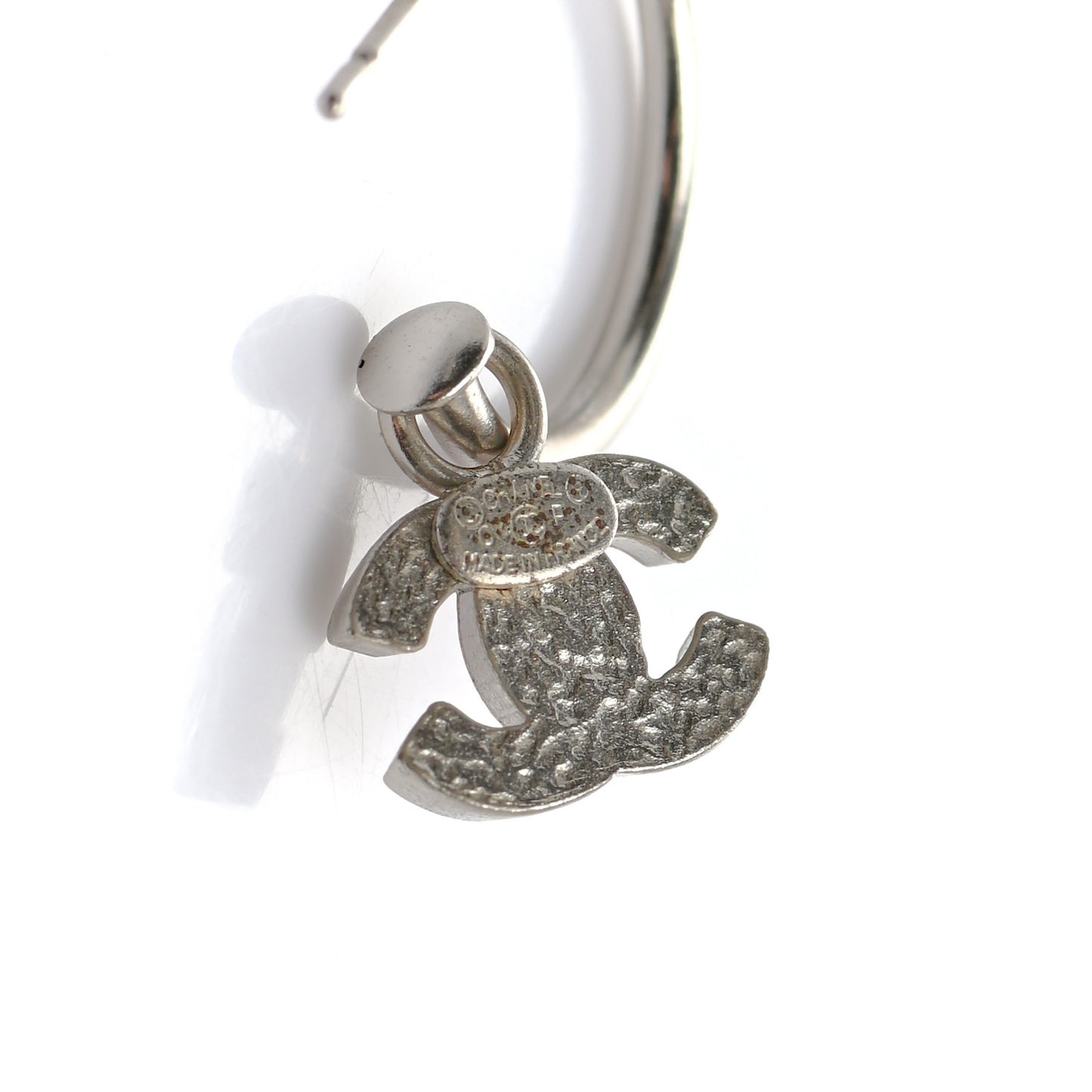 Enamel CC Drop Earrings Silver Purple