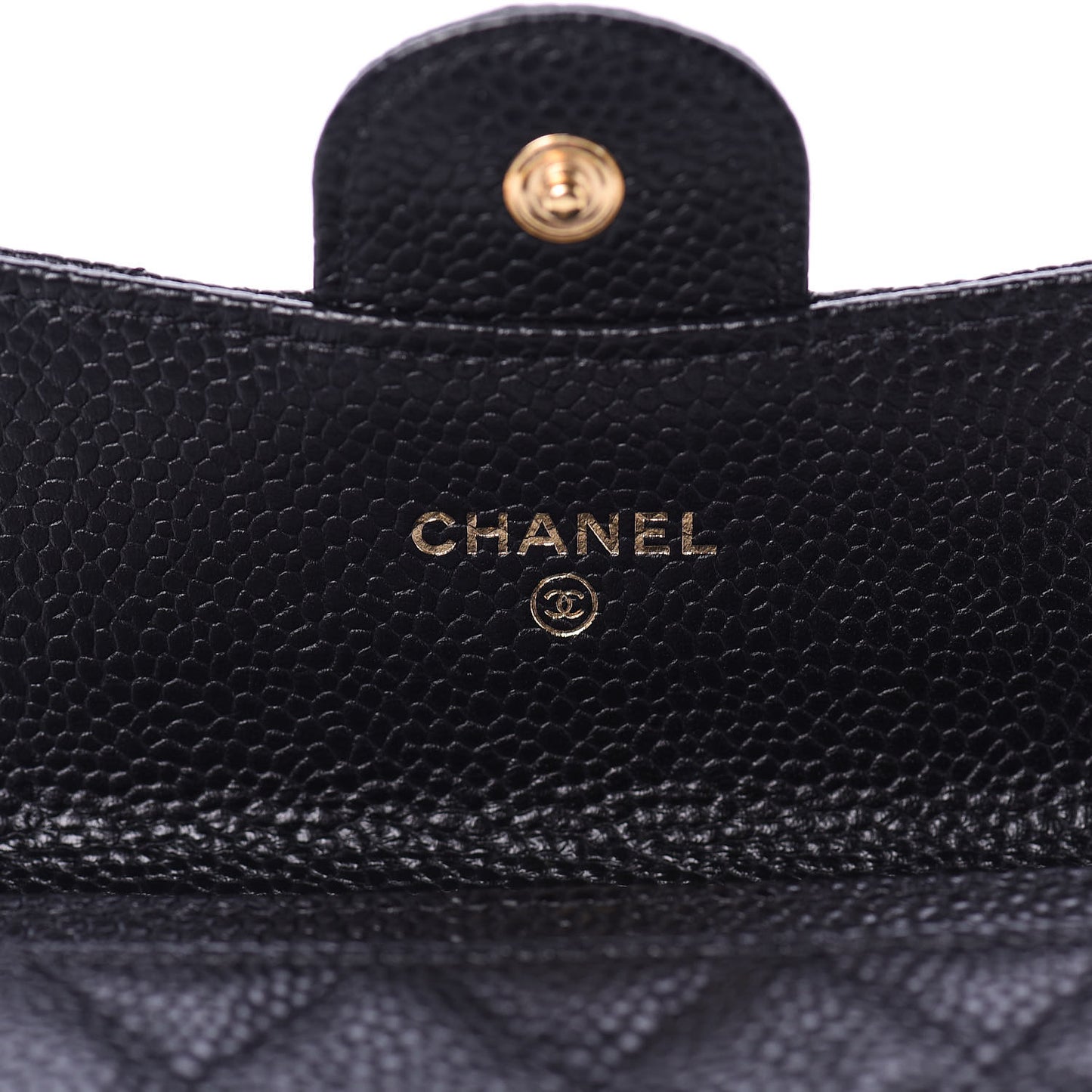 Caviar Quilted Flap Card Holder Black