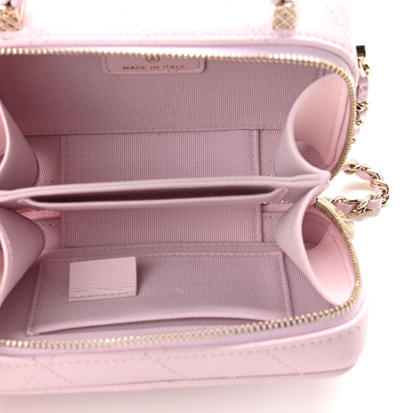 Caviar Quilted Small Top Handle Vanity Case Light Pink