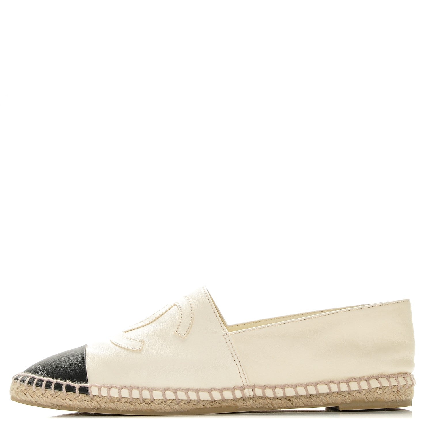 Chanel Lambskin CC Espadrilles 38 White Black 1 of 16