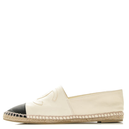 Chanel Lambskin CC Espadrilles 38 White Black 1 of 16