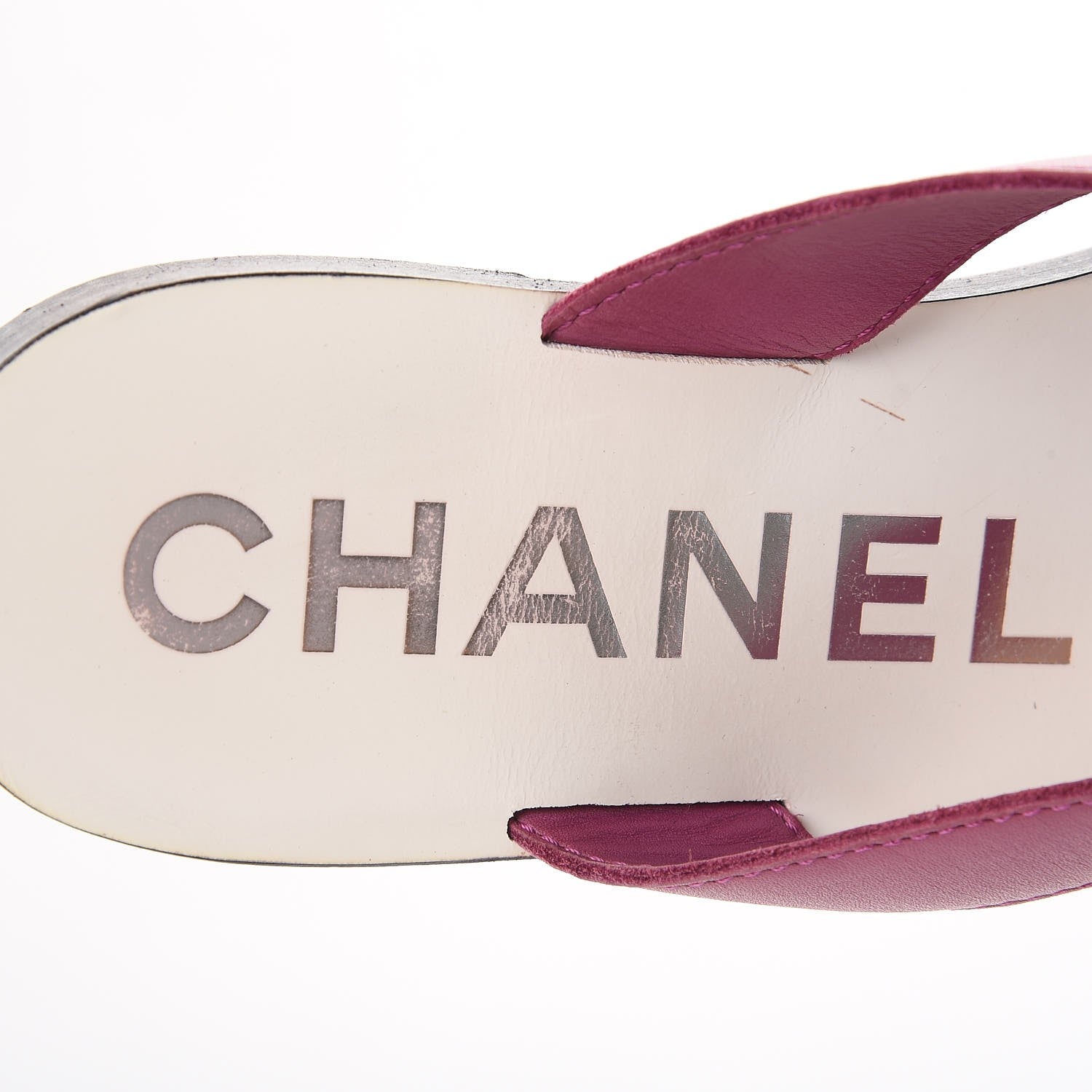 Chanel Lambskin CC Logo Thong Sandals 38 Purple 9 of 9