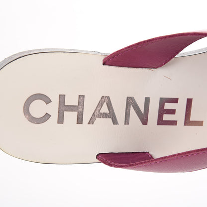 Chanel Lambskin CC Logo Thong Sandals 38 Purple 9 of 9