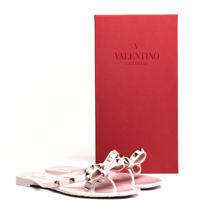 Valentino Garavani PVC Jelly Rockstud Bow Thong Sandals 40 Water Rose 10 of 10