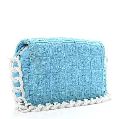 Chanel Terry Cloth CC Medium Single Flap Light Blue 3 of 10