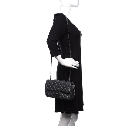 Chanel Metallic Calfskin Quilted Medium CC Eyelet Flap Dark Silver 2 of 11