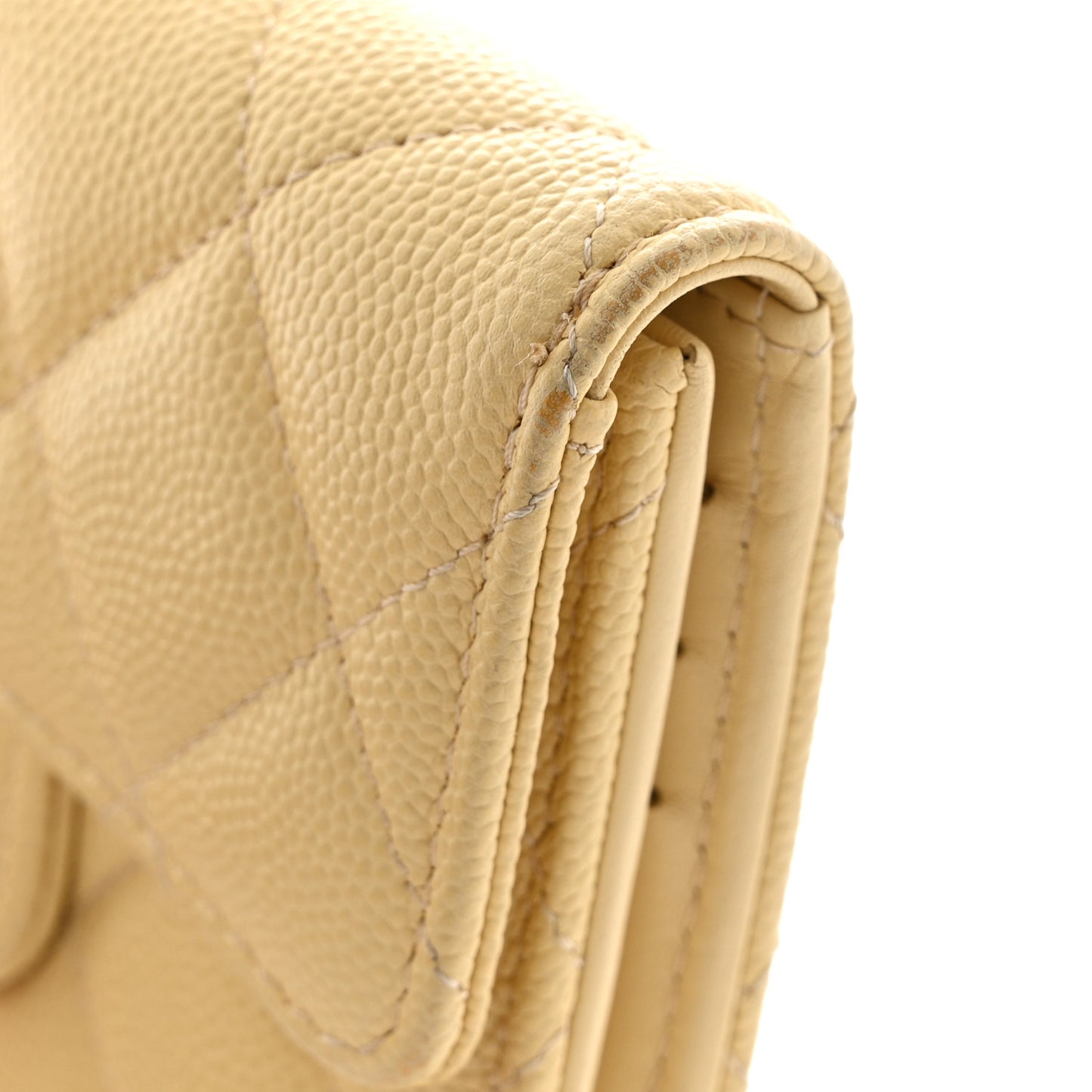 Caviar Quilted Compact Flap Wallet Yellow