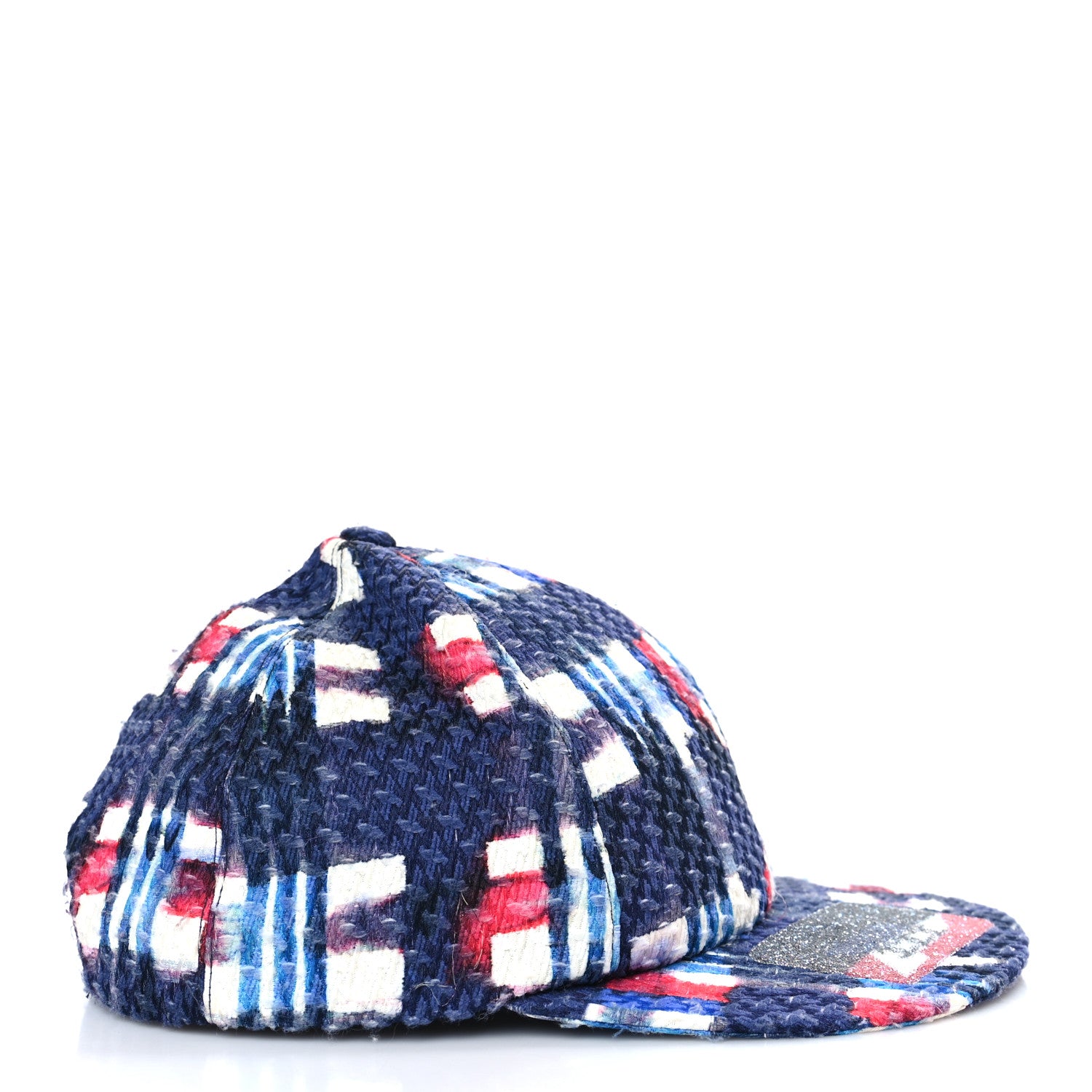 Chanel Tweed Printed Airline CC Cap Hat Red White Blue 4 of 7