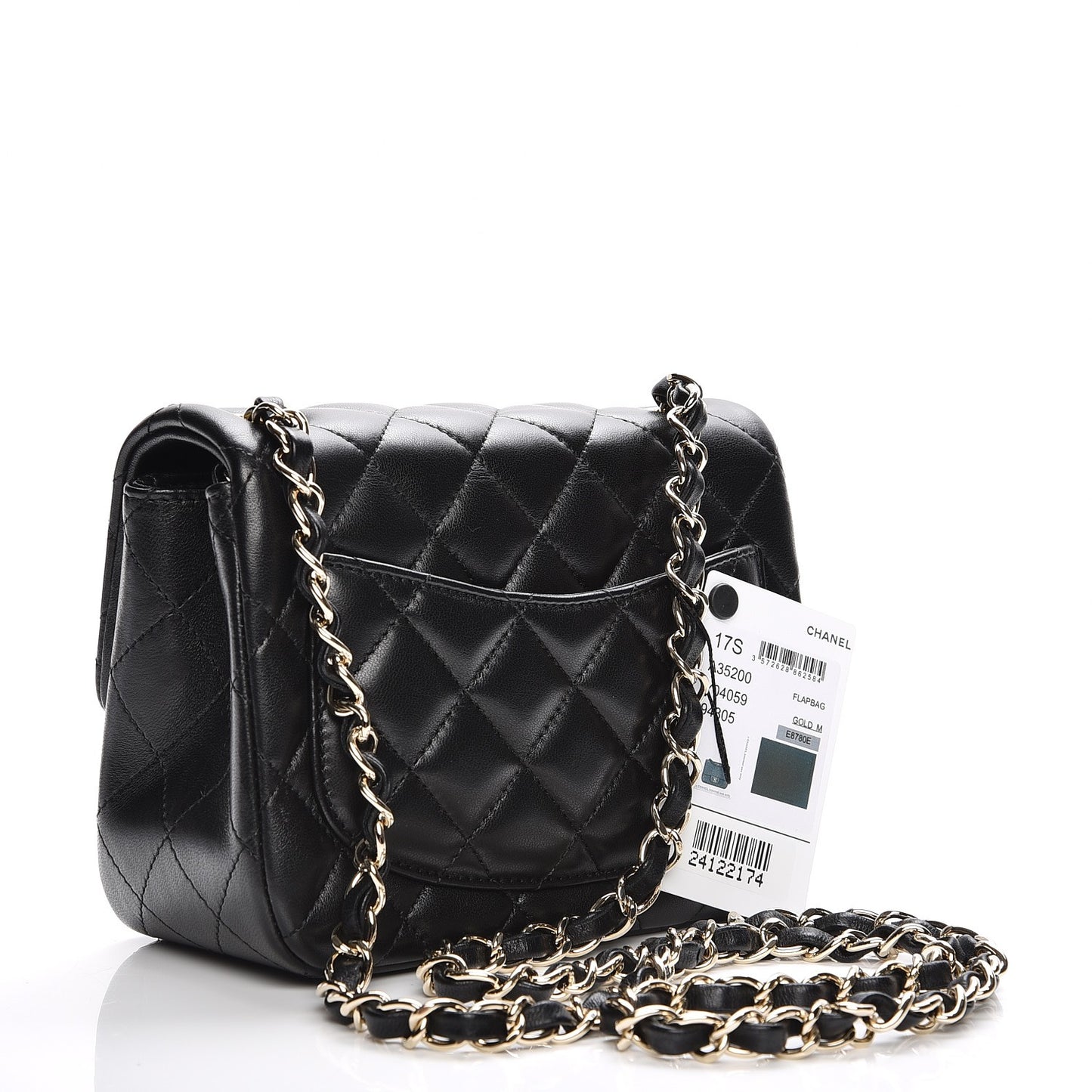 Lambskin Quilted Mini Square Flap Black