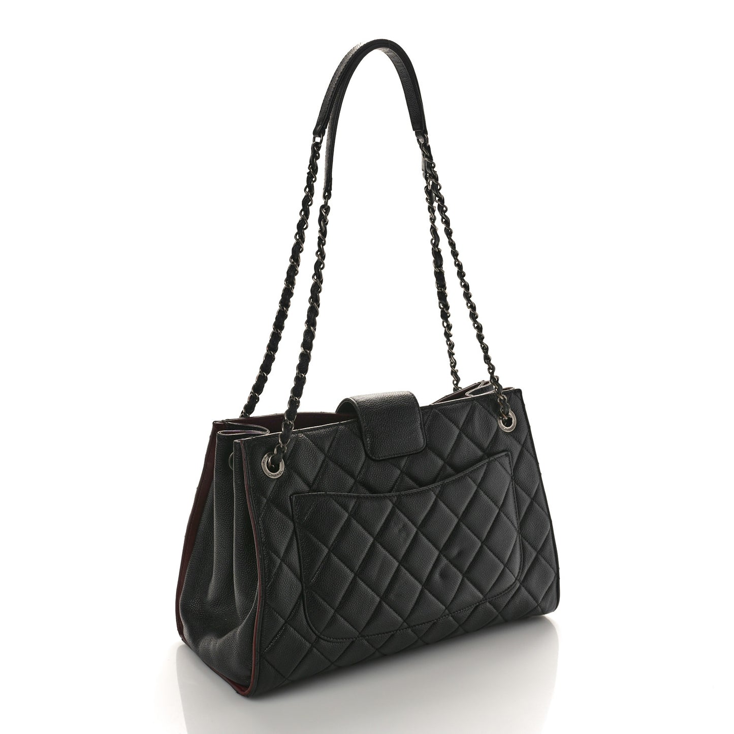Caviar Quilted Large CC Accordion Shopping Bag Black