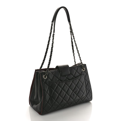 Chanel Caviar Quilted Large CC Accordion Shopping Bag Black 3 of 9