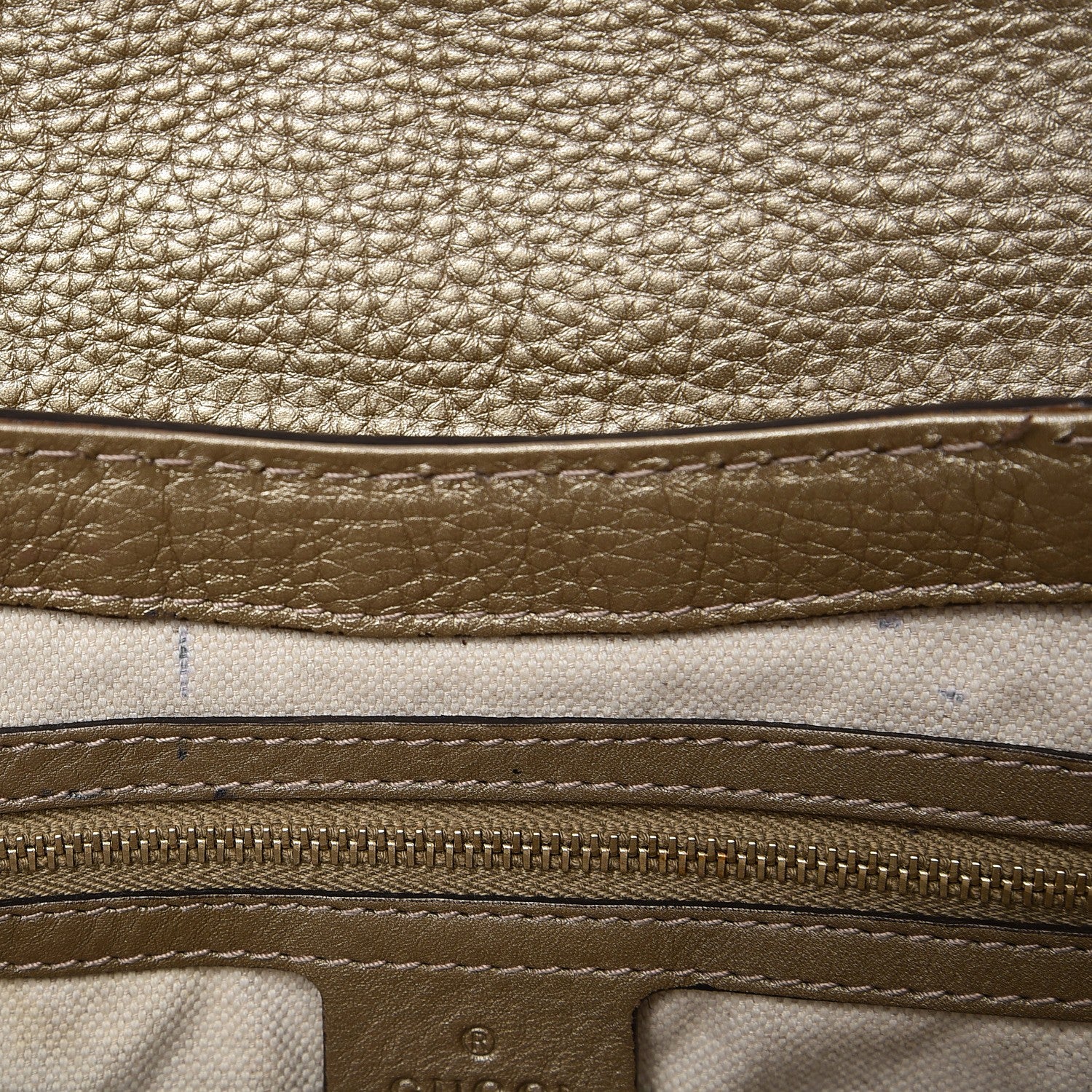 Gucci Monogram Calfskin Medium Bella Flap Bag Beige Ebony Champagne 11 of 14