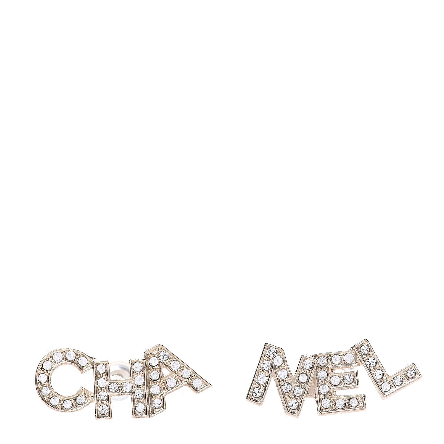 Chanel Crystal Pearl Signature Stud Earrings Gold 1 of 5