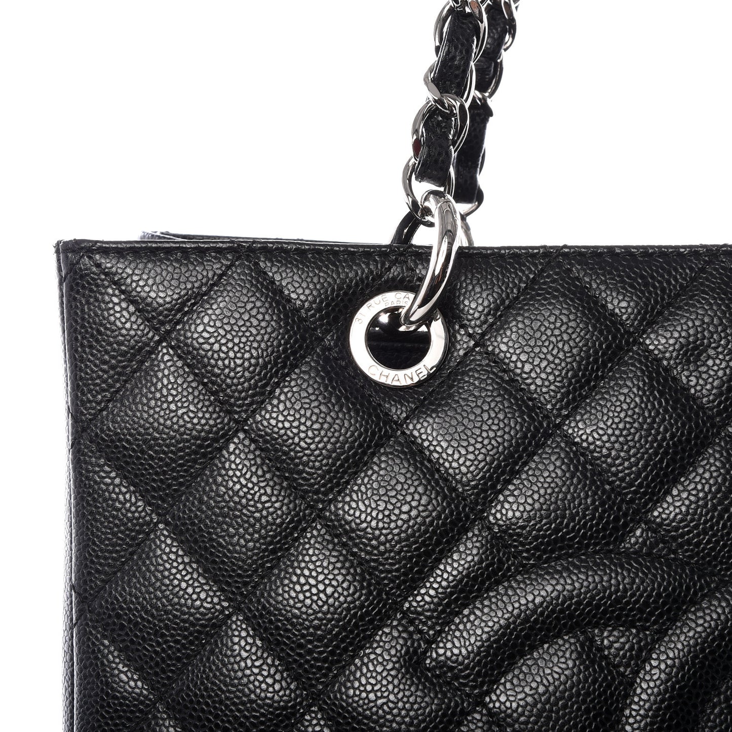 Caviar Quilted Grand Shopping Tote GST Black