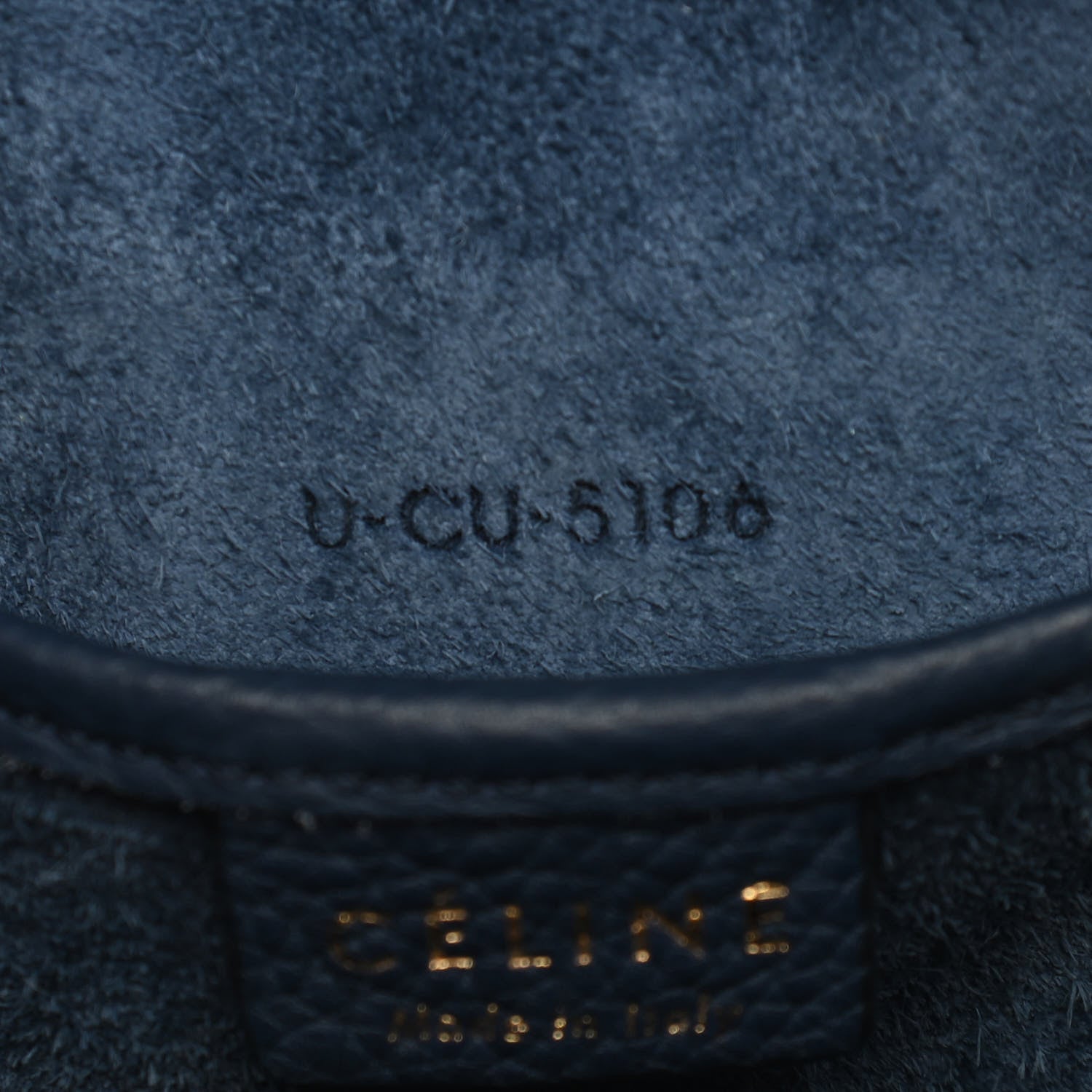 Celine Drummed Calfskin Nano Luggage Indigo 7 of 9