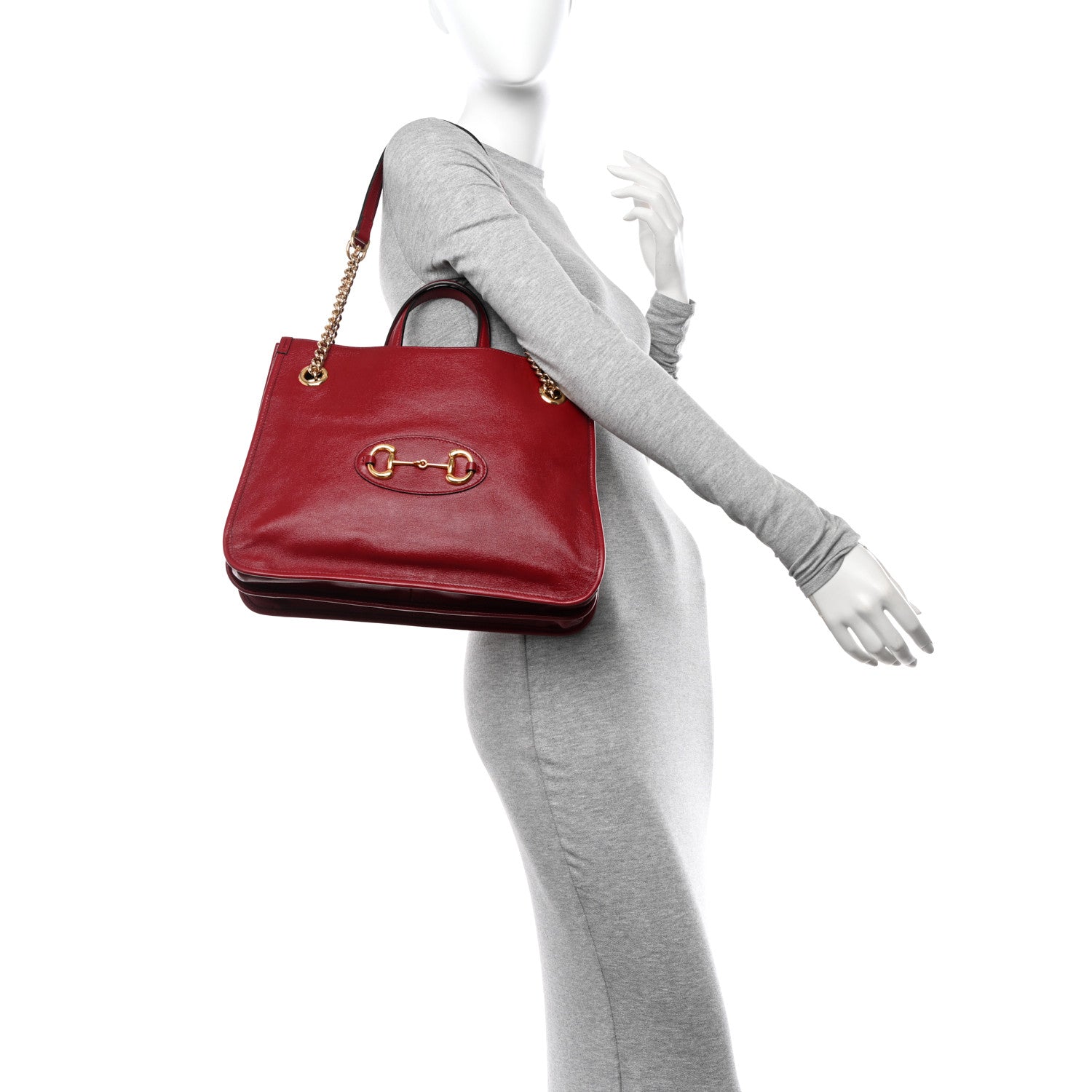 Gucci Patent Calfskin Medium Horsebit 1955 Tote Bag New Cherry Red 2 of 11