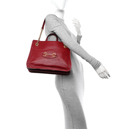 Gucci Patent Calfskin Medium Horsebit 1955 Tote Bag New Cherry Red 2 of 11