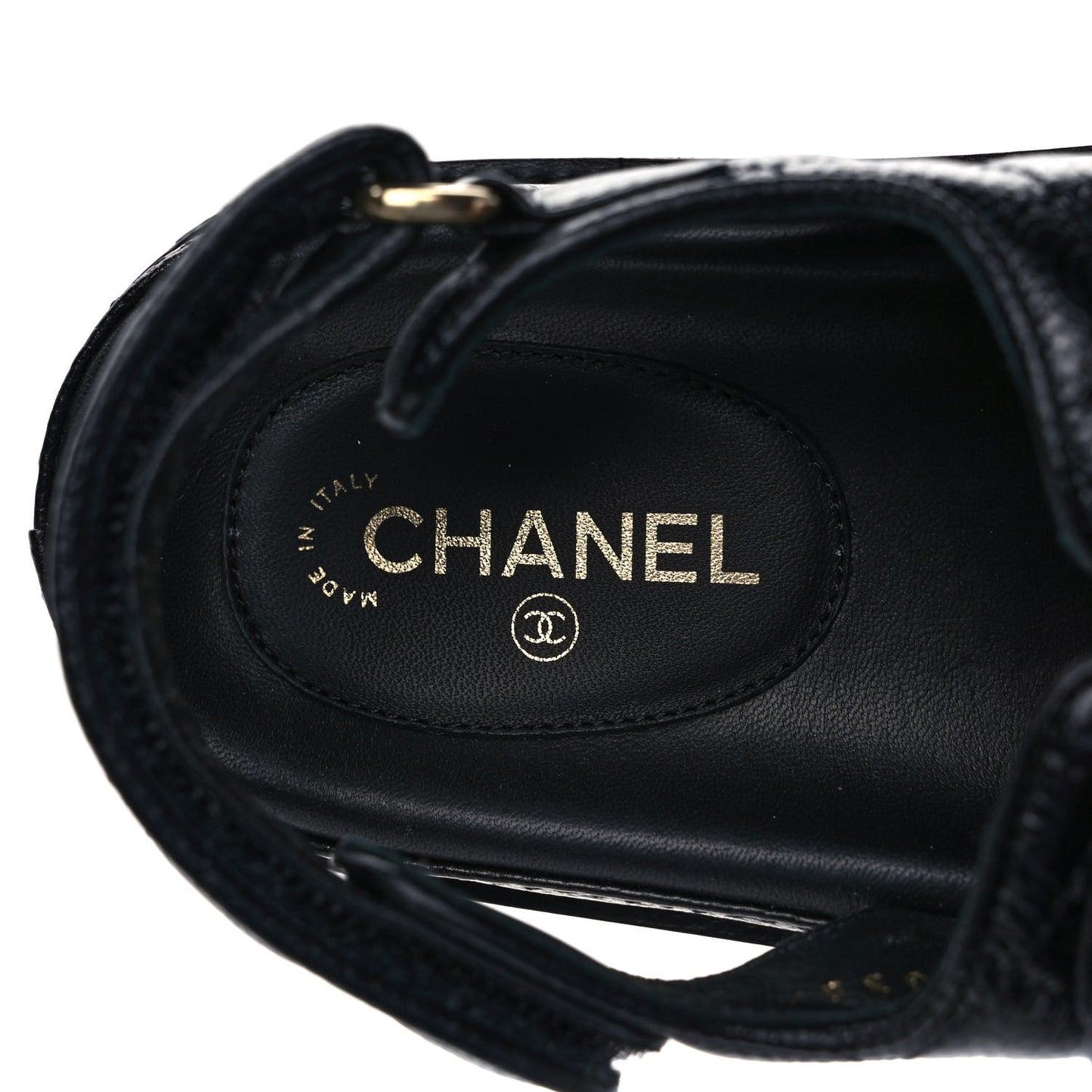 Grained Calfskin Velcro Dad Sandals 36.5 Black